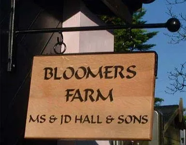 Wrought iron sign bracket with double sided oak sign. Wrought Iron Bracket