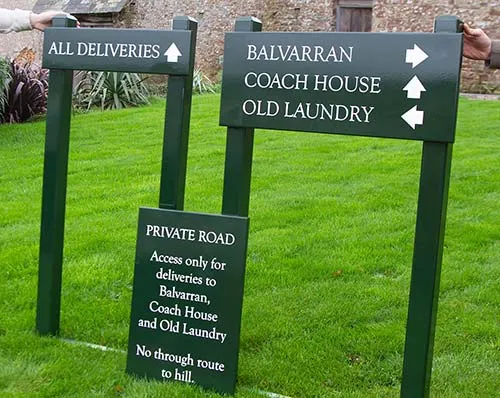 Painted signs of varios sizes in estate colours Group of Painted Signs for Estate