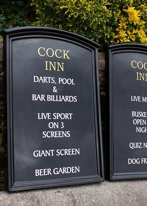 Fibreglass pub signs with cut vinyl lattering. Fibreglass Sign - Cut Vinyl Text