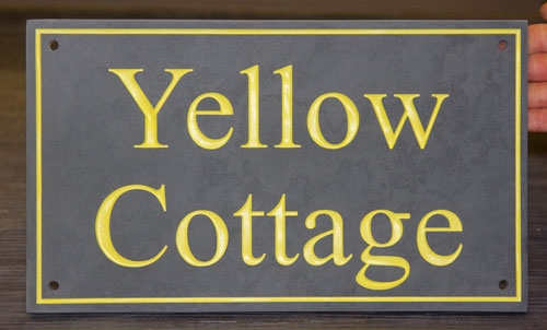 Slate Sign Yellow Letters 