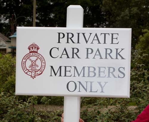Royal Wimbledon Car Park Sign
