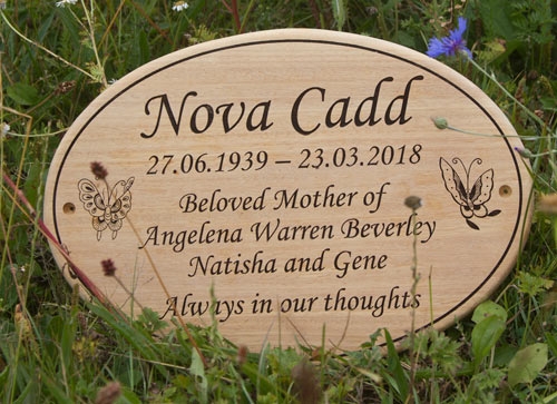 Oval Iroko Memorial Sign 