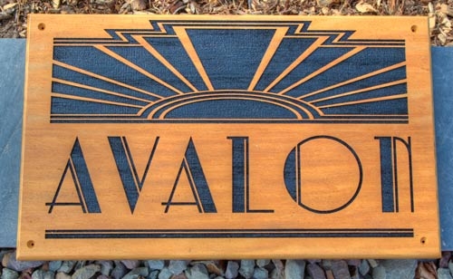 Art Deco Wooden Sign  