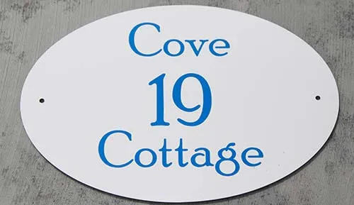 This address signs can be cut to most simple shapes Oval House Number