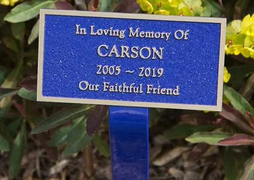 Bronze pet memorial on a stake. Bronze Pet Memorial