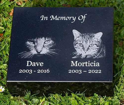 The images were excellent photos impact engraved onto the granite. Black Granite Wedge