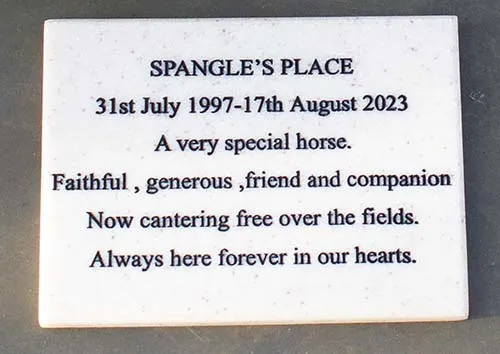 Corian is a very durable material. Horse Memorial Plaque