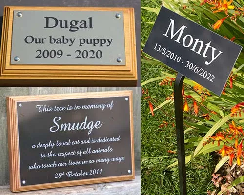 These are the materials used most for pet memorials. Engrave Pet Memorial Plaques.