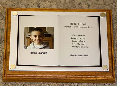 The memorial plaques are designed to be outside. Full Colour Memorial