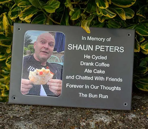 ToughPrint photo inset into slate coloured corian. ToughPrint Photo Inset into Corian