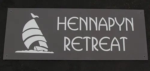 Slate sign with boat image