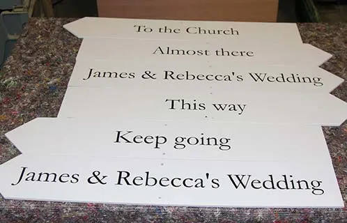 Cheaper if all the same colour White Ply Event Signs