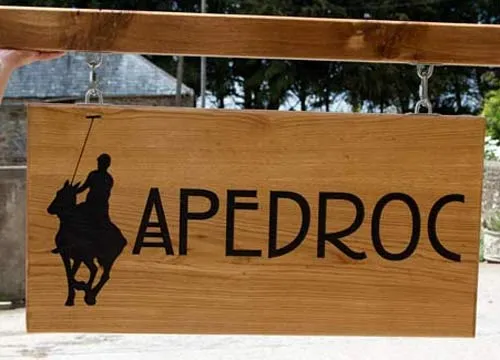 Hanging wooden estate sign with post and fittings. Wooden Estate Signage