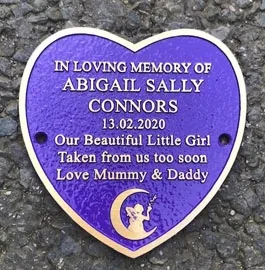 Bronze heart memorial plaque. Bronze heart memorial plaque.