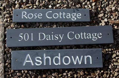 These slate house signs are very good value. Standard size slate house signs
