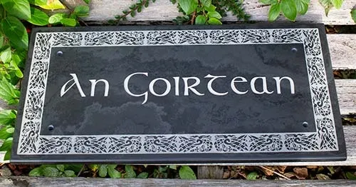Celtic slate home sign with lazer engraved Celtic border Celtic Slate Home Sign
