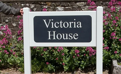 Engraved Corian House Sign