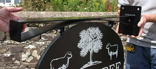 This hanging bracket is ideal for oval signs. Steel Hanging Bracket