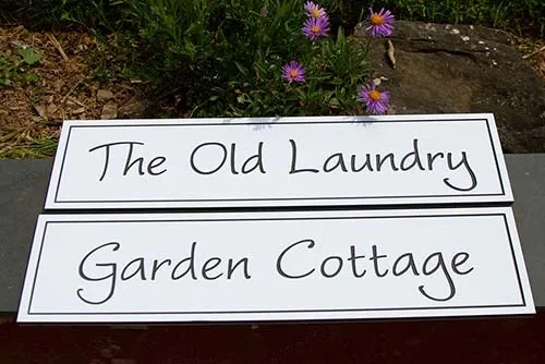 This engraved PVC is ideal for long lasting house signs. Engraved Recycled PVC House Sign