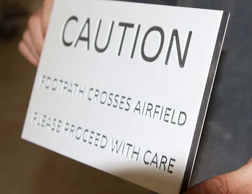 Perfect material for information signs. Engraved Recycled PVC House Sign