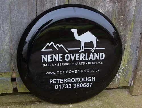 This wheel cover includes the company logo Single Colour Personalised Wheel Cover