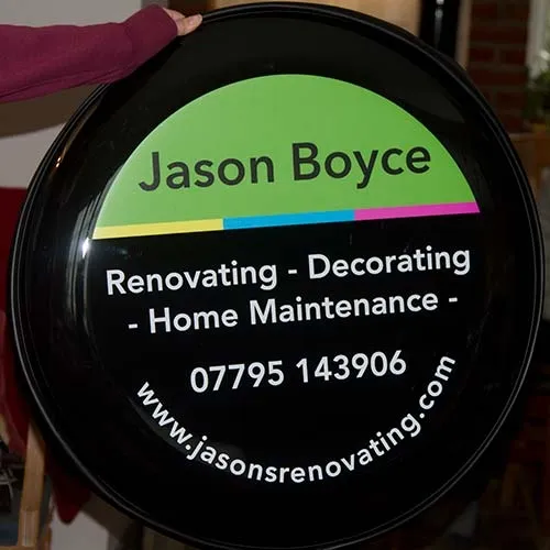 Personalised rear wheel cover with part printed and part cut vinyl. Personalised Rear Wheel Cover