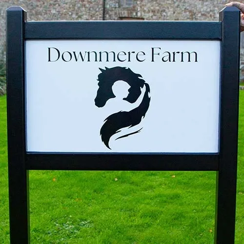 Aluminium composite panel with painted hardwood surround Painted Framed Entrance Sign