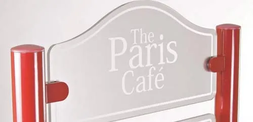 Contemporary entrance signs for a business. Clear Acrylic Business Sign