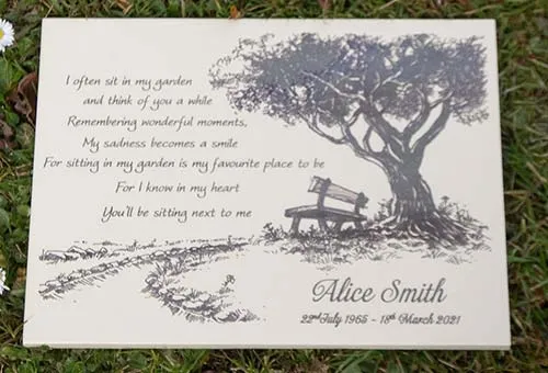 The slate wwas first painted and then lasered. Painted and Laser Etched Memorial