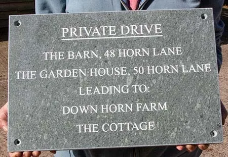 Lakeland green is a very hard slate. Lakeland Green Slate House Sign