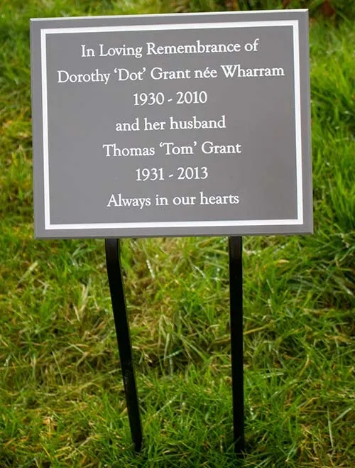 This engraved memorial plaque was engraved in slate corian. Engraved Slate Corian Memorial Plaque