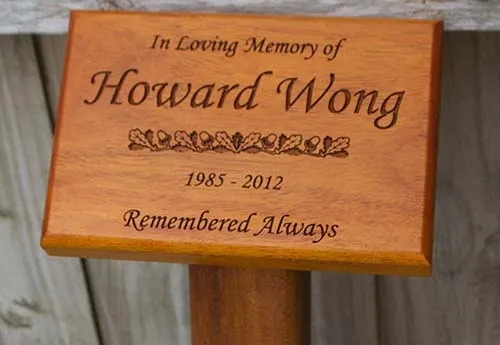 Opepe is another oil rich timber ideal for wooden memorials. Opepe Wood Memorial on Post