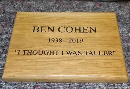 Oak is a beautiful timber but it must be maintained. Great Oak Memorial Plaque