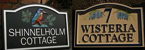 As well as raised motifs images can be painted directly on the signs. House Signs With Hand Painted Motifs