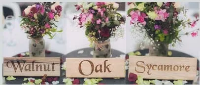 Other materials are available. Table Name Signs in Wood