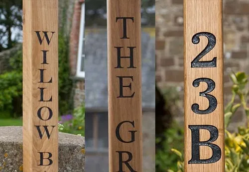 We can router lettering into wooden posts. Posts with Lettering Engraved