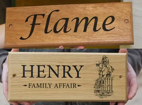 We have stable name plates in several materials. Stable Name Plate